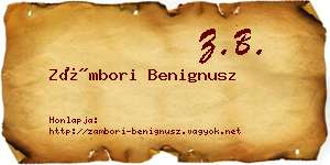 Zámbori Benignusz névjegykártya